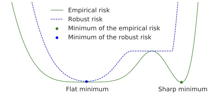 Robust risk and flat minimum