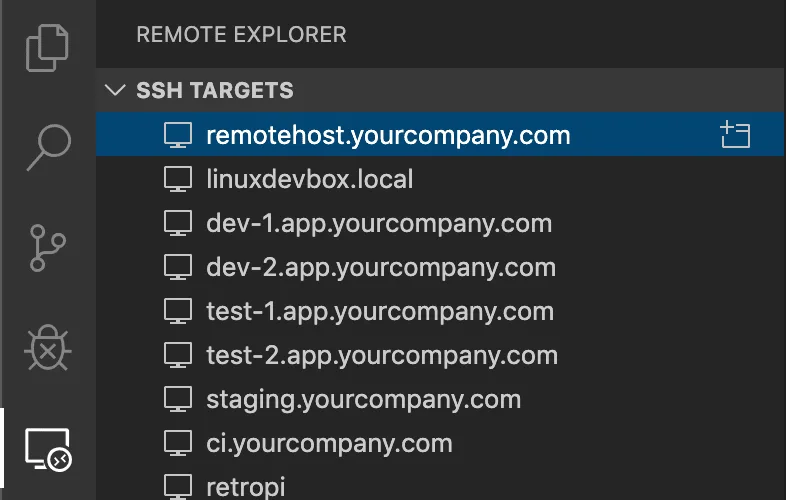 SSH targets in VS Code Remote Explorer