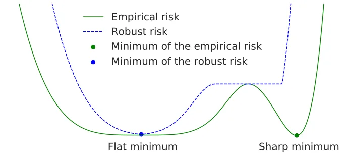 Robust risk and flat minimum